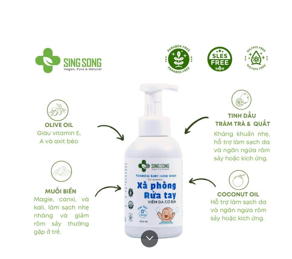 Xà phòng rửa tay 500ml (Viêm da cơ địa)